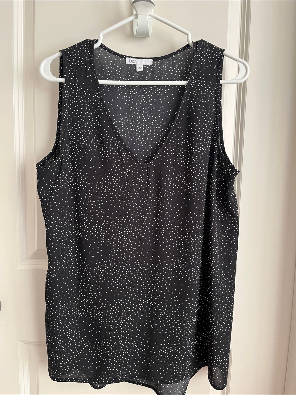 DR2 Black Polka Dot V-Neck Tank Top
